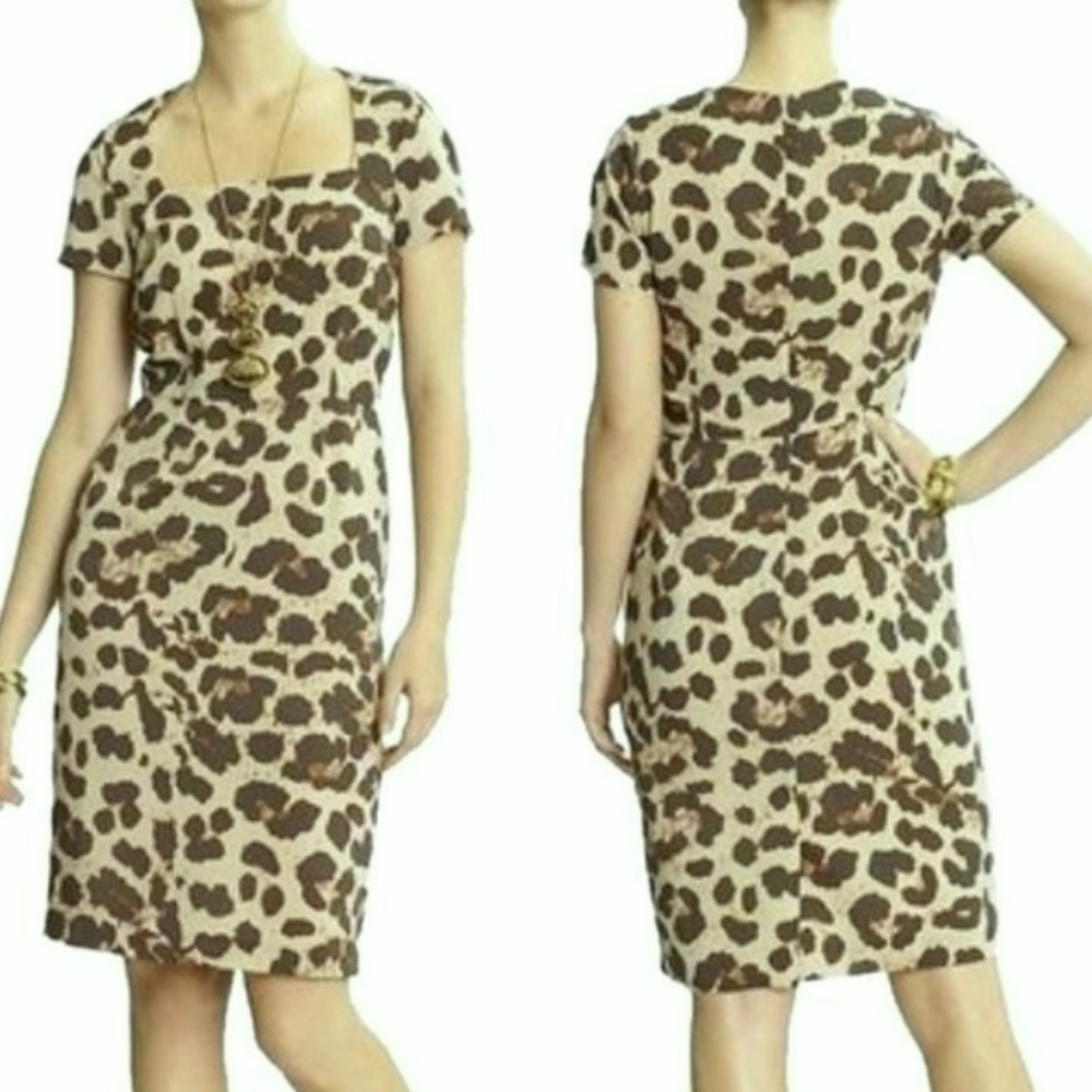 BANANA REPUBLIC Sofia Animal Print Sheath Dress in Mint Green Size 6
